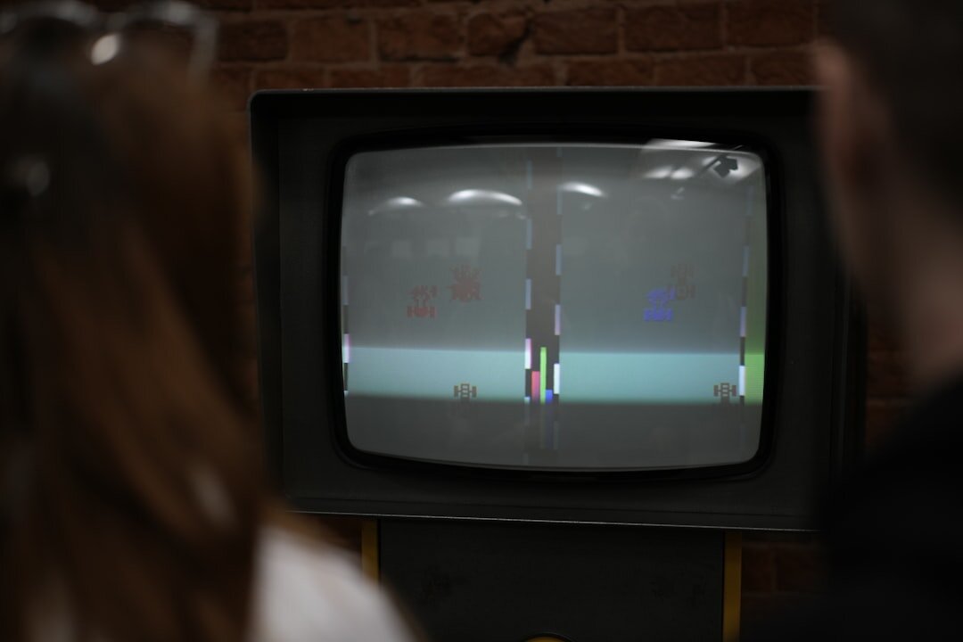 family watching old tv series